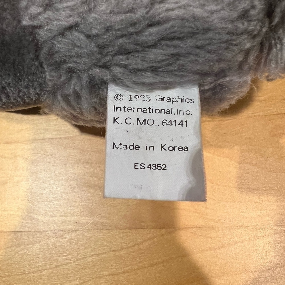 VINTAGE 1983 Graphics International Plush Gray Sheep-Lamb with Violet Eyes 9” - Picture 7 of 9